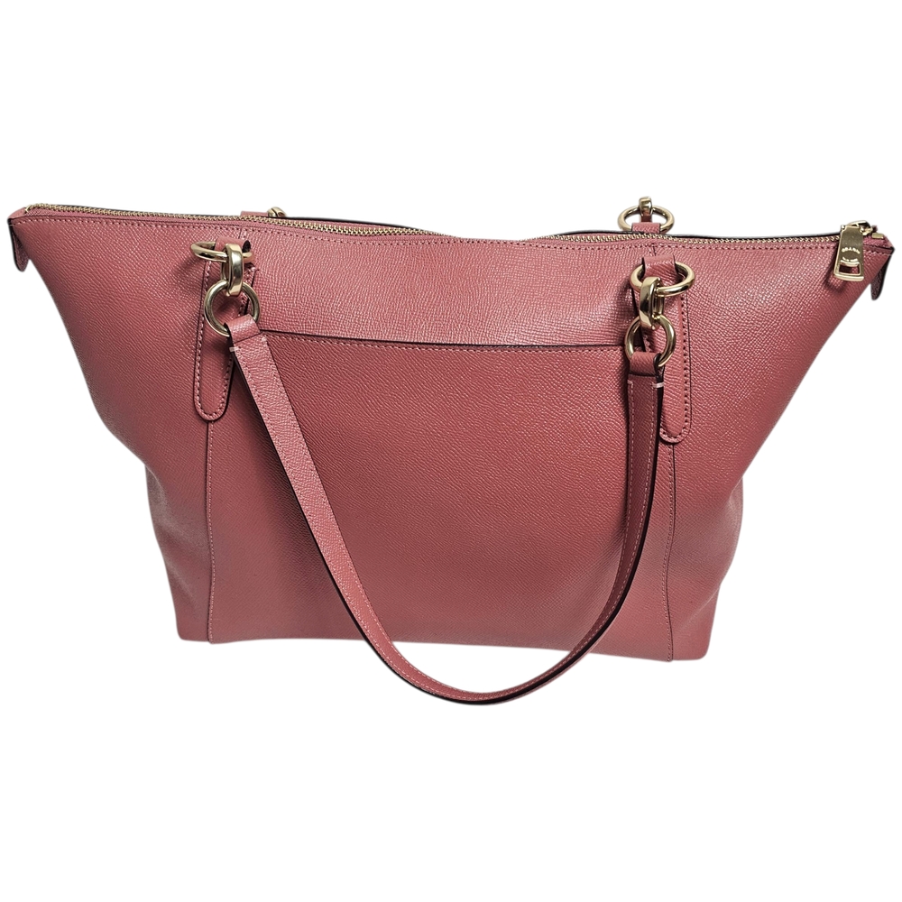 Coach Ava Pink Red Crossgrain Leather Tote with Gold Accents - Picture 2 of 9